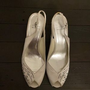 Stuart Weitzman Silver Woman’s Slingback peep-toe heels - Size 9